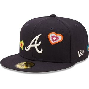 Atlanta Braves New Era Navy Chain Stitch Heart Fitted